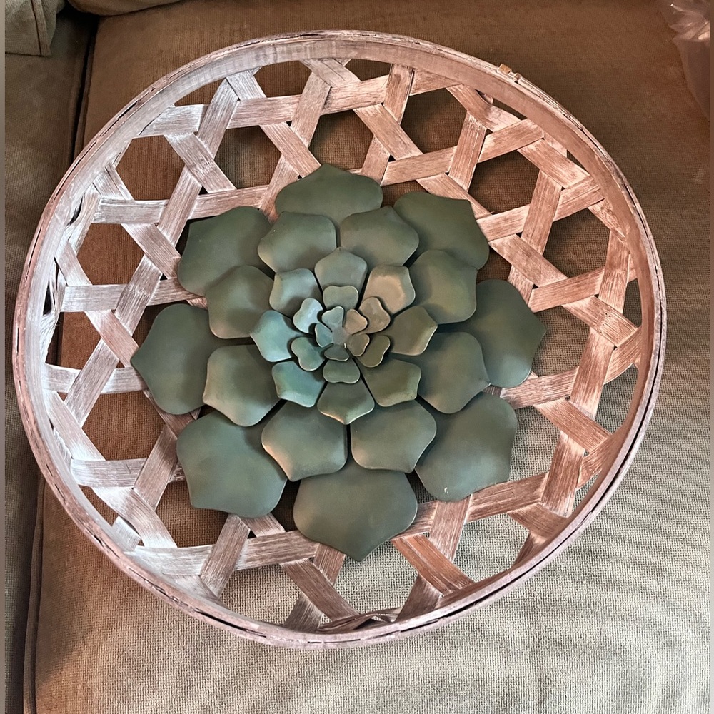 Decorative Woven Basket with Succulent Accent